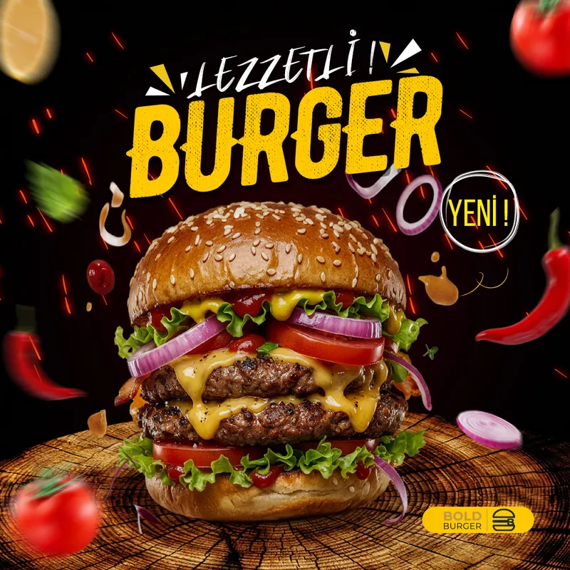Burger restoranı için sosyal medya tasarımı