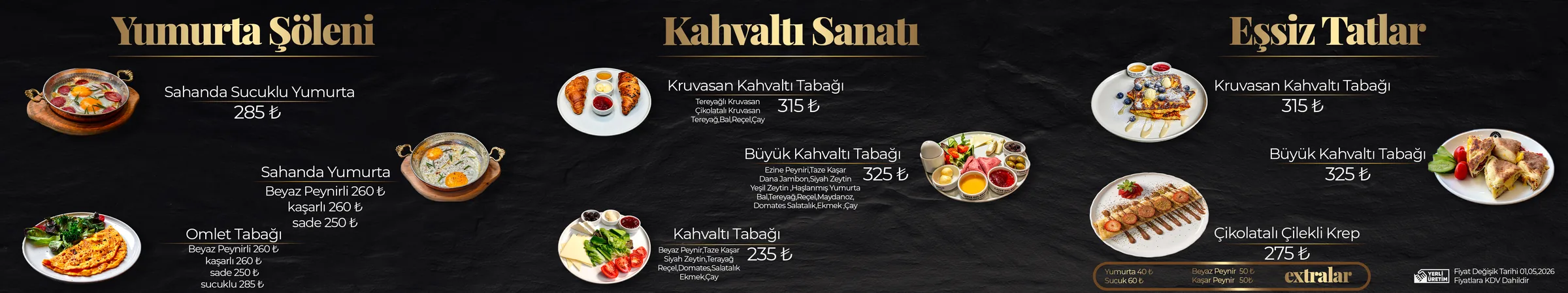 Kahvaltı menüsü için dijital menü ekranı tasarımı